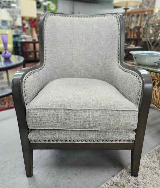 Haverty's Grey Nail Head Chair 'As is'
