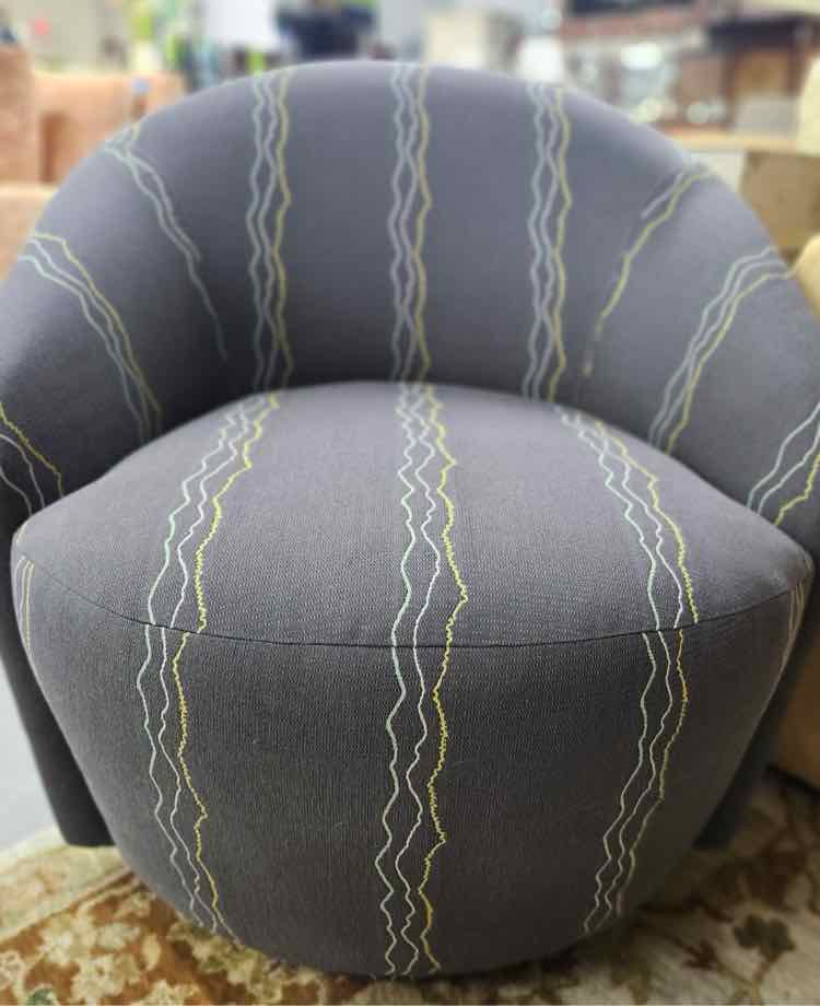 Grey Abstract Line Swivel Chair