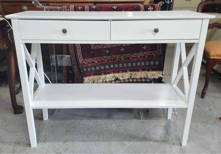 2 Drawer White Entry Table