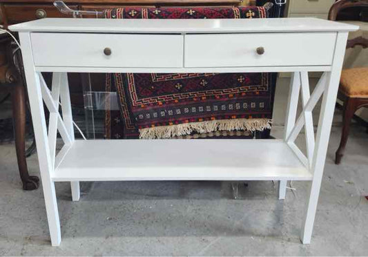 2 Drawer White Entry Table