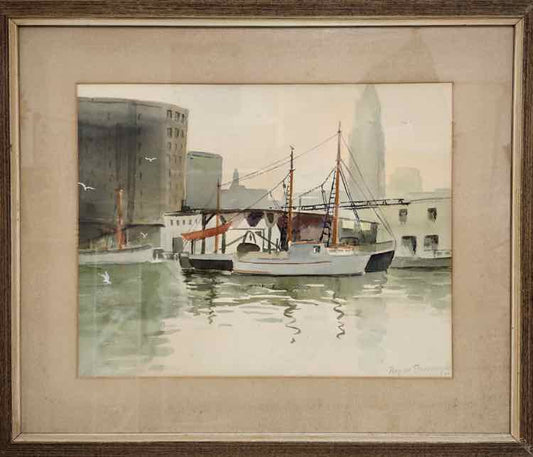 Painting "Fishermans Wharf Boston" by Bryan Burroughs
