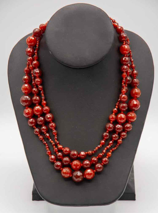 Vtg. C&L Red Agate Necklace