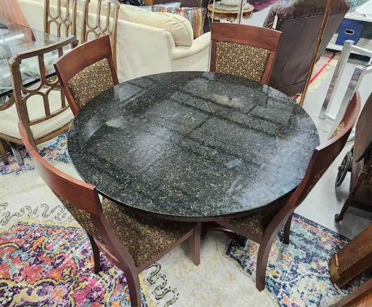 Stone Top Table w/4 Chairs