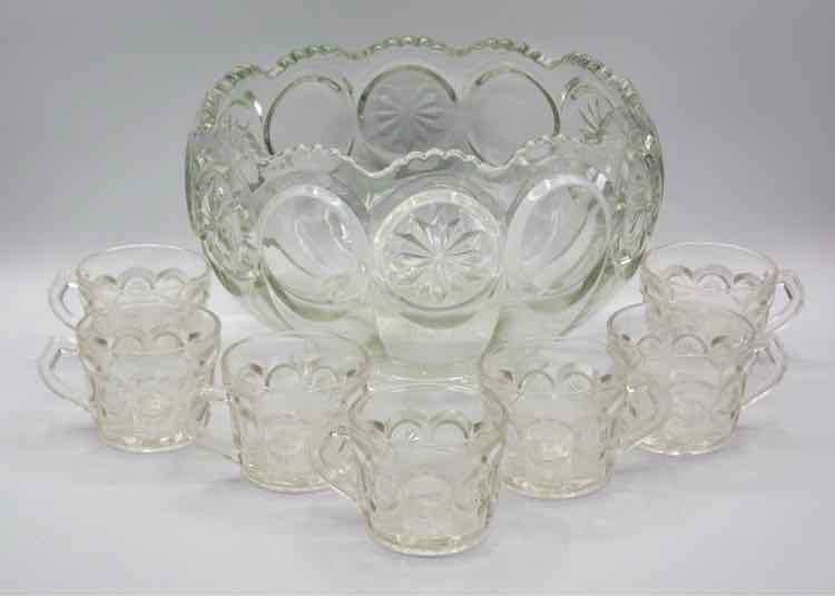 Vintage Tiffin Glass Moon Punch Bowl