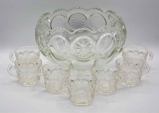 Vintage Tiffin Glass Moon Punch Bowl