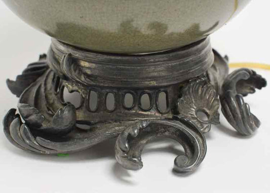 Vintage Olive Green Porcelain Lamp