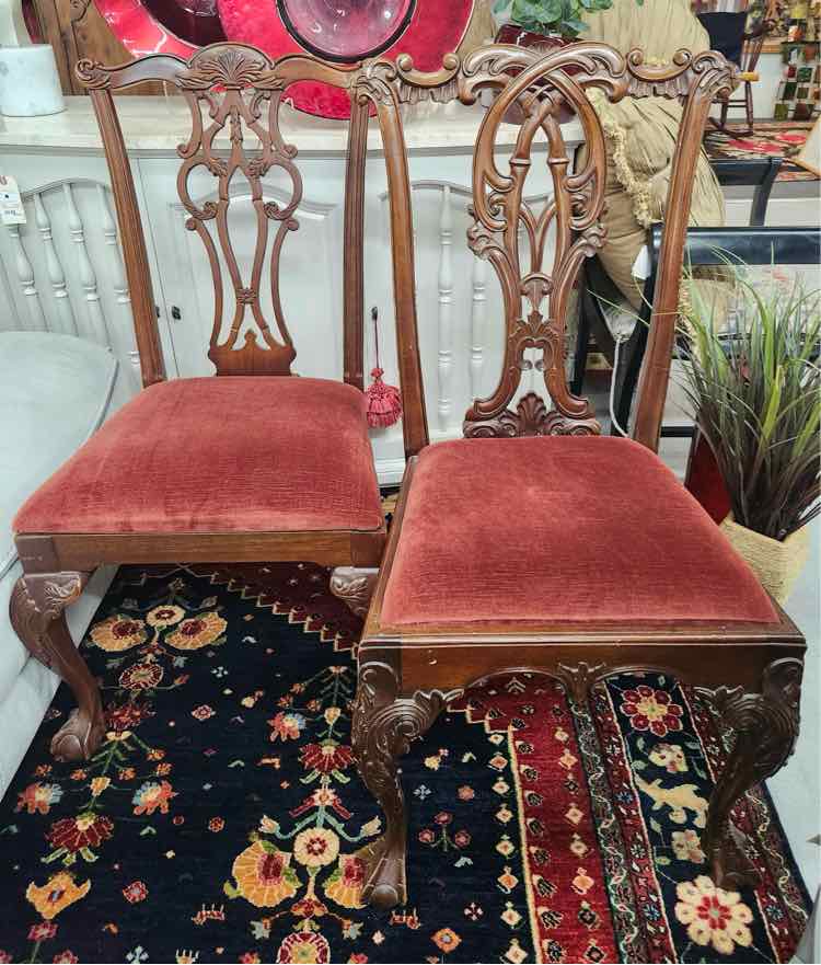 Pair Chippendale Rust Chanielle Chairs