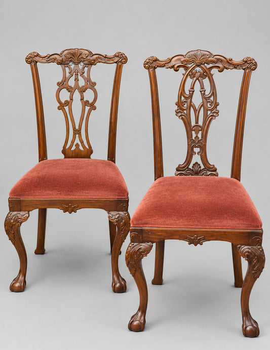 Pair Chippendale Rust Chanelle Chairs