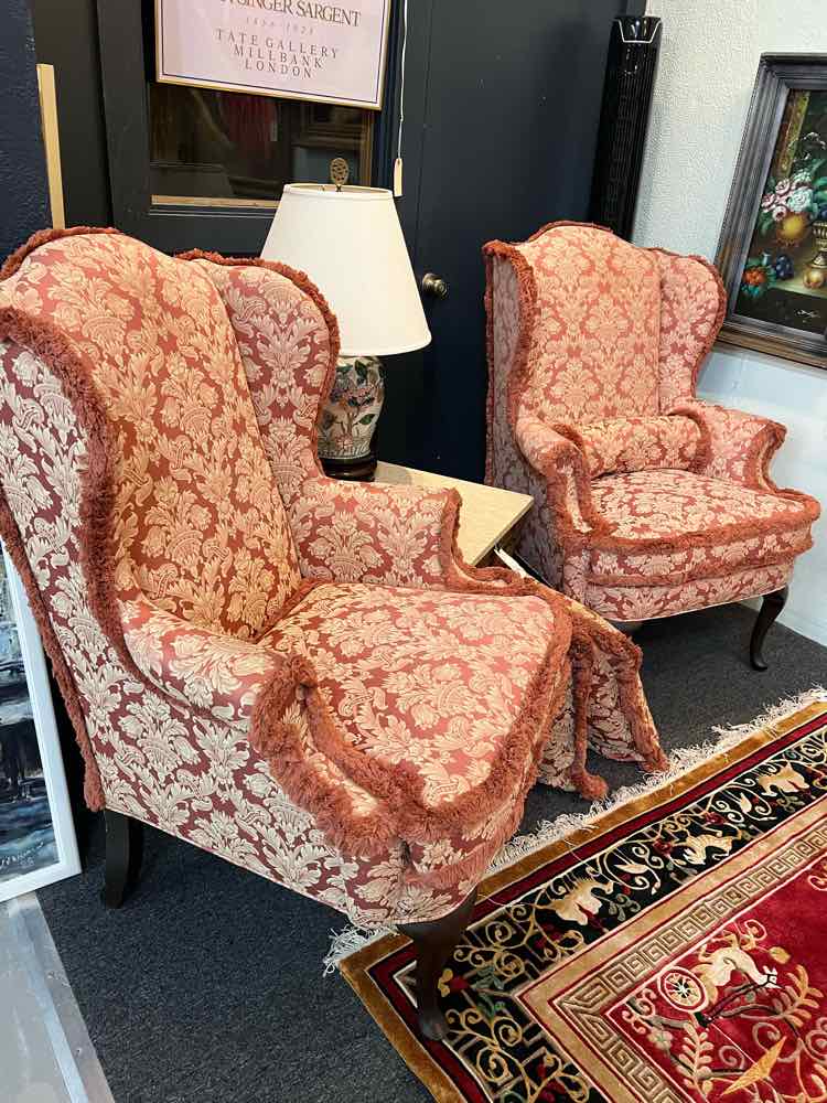 Pair of Wing Back Chairs w/Fringe