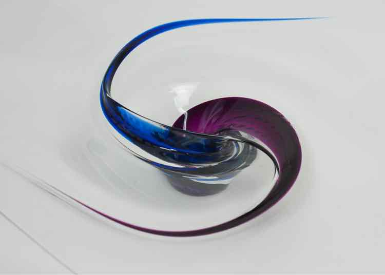 Barry Entner Signed Purple & Blue Swirl Glass Bowl