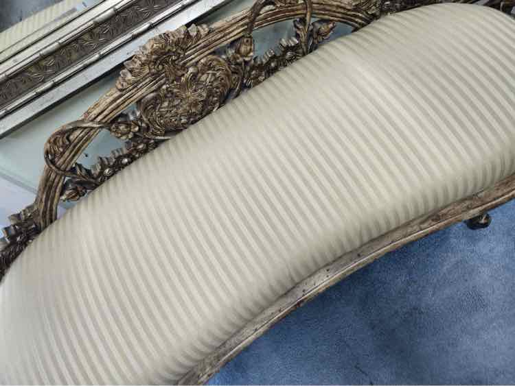 French Louis Style Pinstripe Upholstered Bench