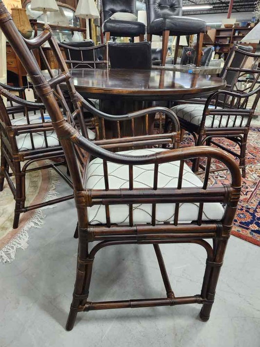 4 Bamboo White Cushion Palecek Chairs