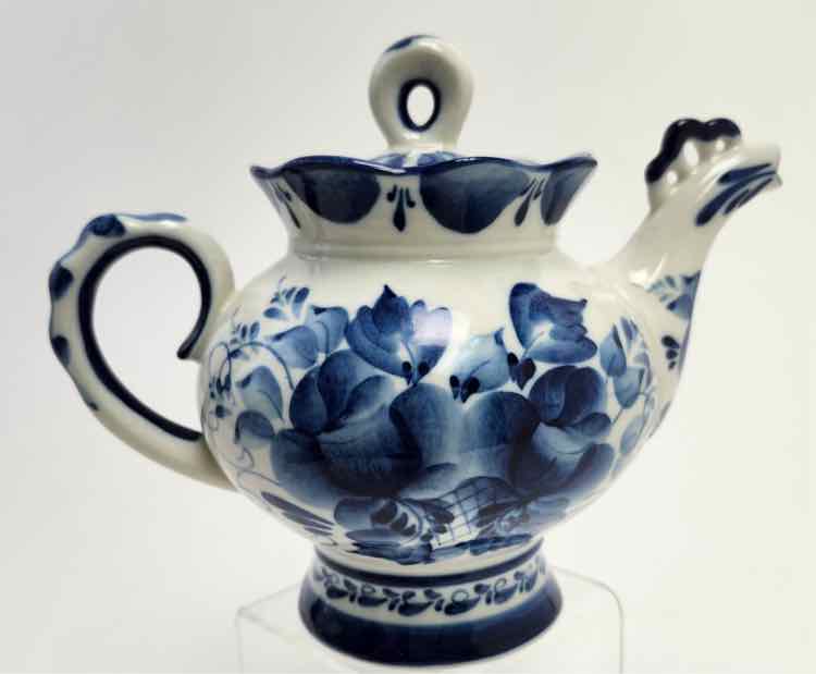 Blue & White Gzhel Bird-Spout Tea Pot