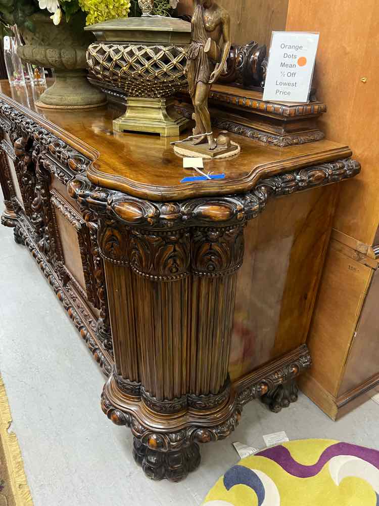 Antique Hand Carved Belgium Buffet