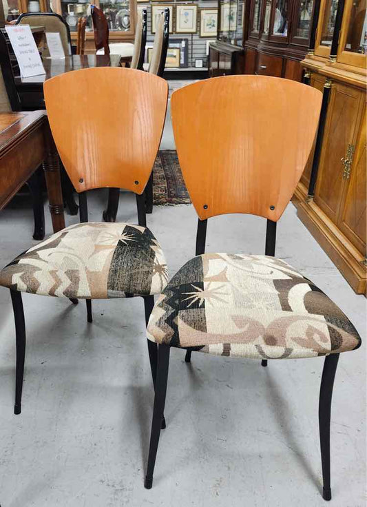 Pair of Wood Back Chairs