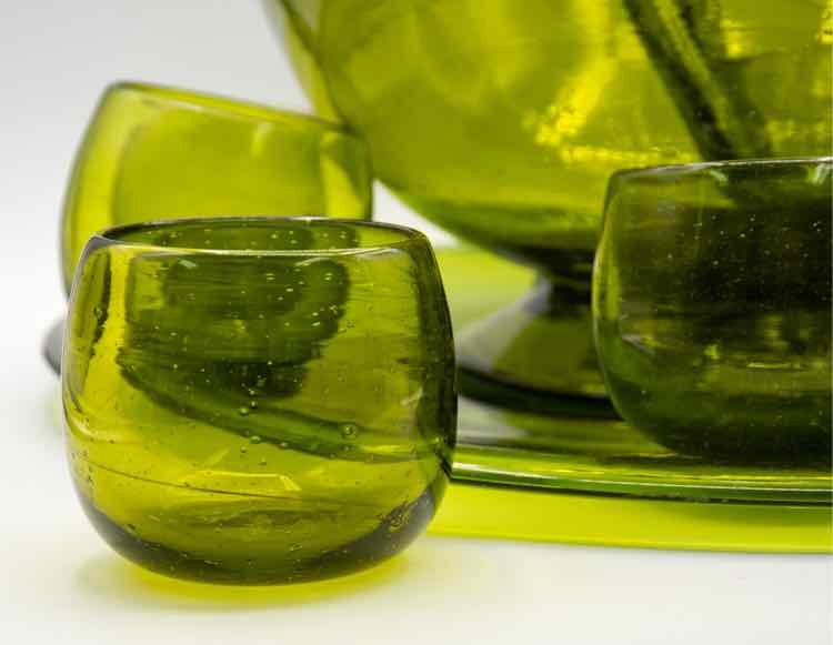 MCM Chartreuse Hand Blown Puch Bowl