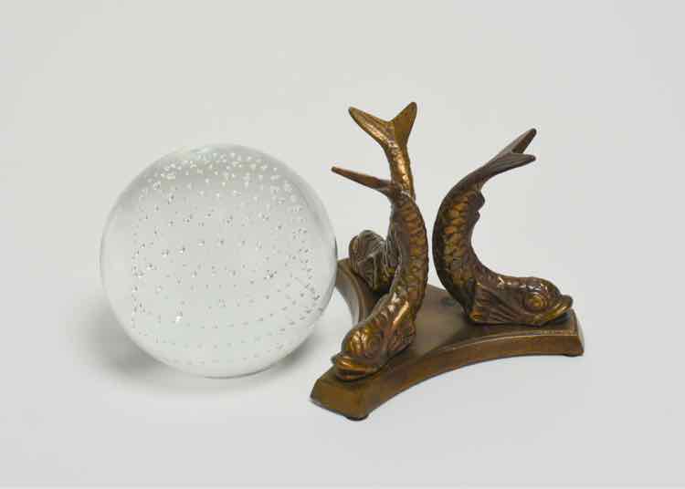 Bubble Glass Orb w/Brass Stand