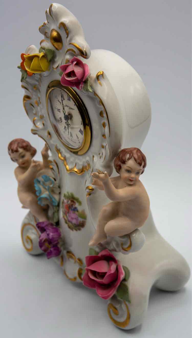 Vtg. Dresden Cherub Mantel Capodimonte Clock
