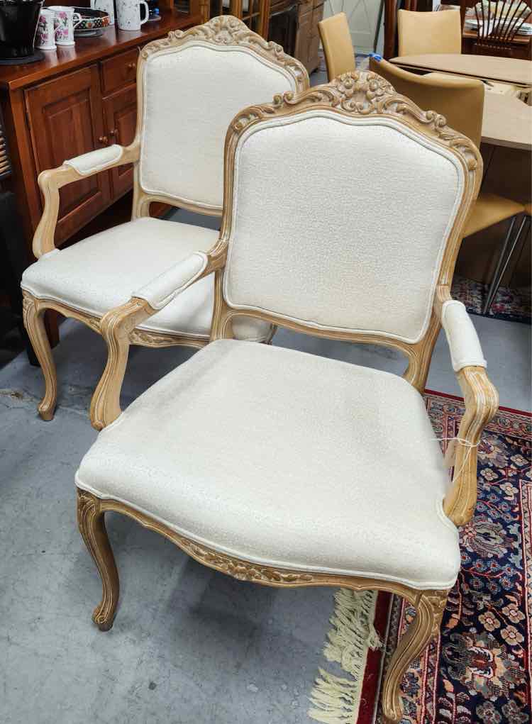 Pair of Drexel Cream Leopard Arm Chairs