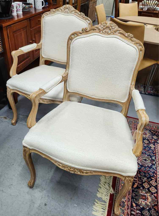 Pair of Drexel Cream Leopard Arm Chairs