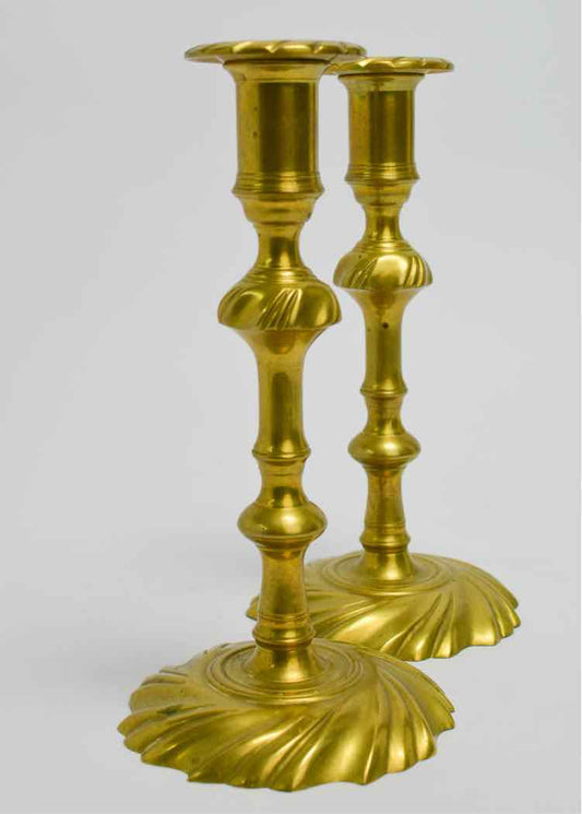 Pair of Virginia Metal Crafters Brass Candlesticks