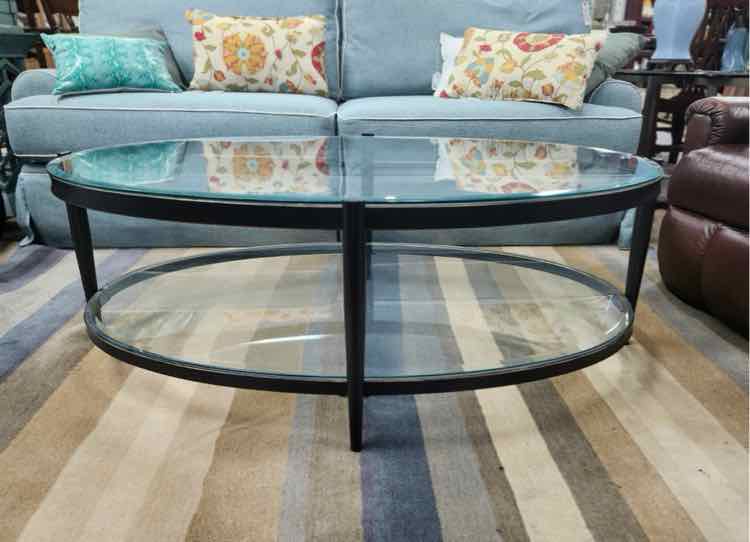 2 Tier Oval Glass Coffee Table