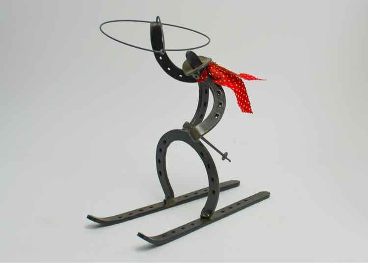 Horseshoe Cowboy on Skis w/Lasso