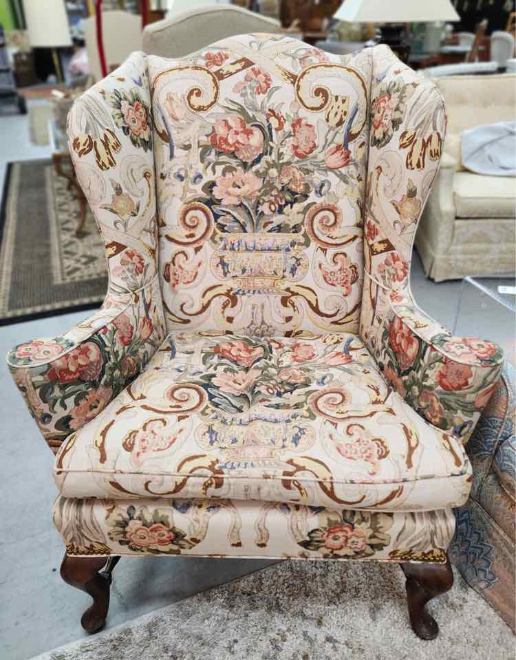 Floral Wing Back Chair
