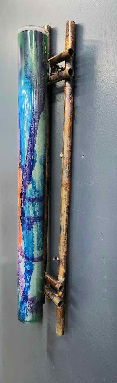 Zen Light Steel/Blown Glass Vase