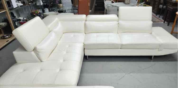 White Faux Leather Sectiona Couch