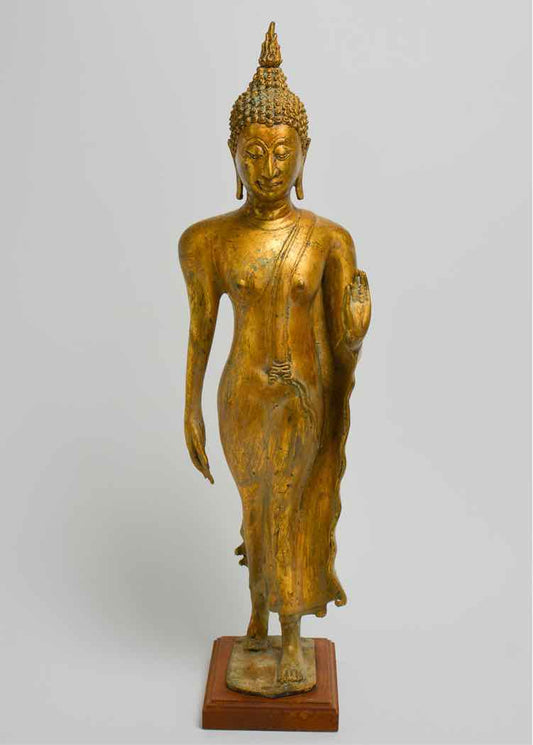 Gilt Bronze Thai Walking Buddha