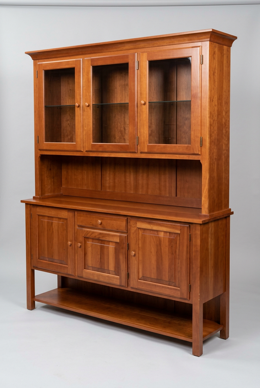 Cabinet Cherry Wood 2-Piece Hutch