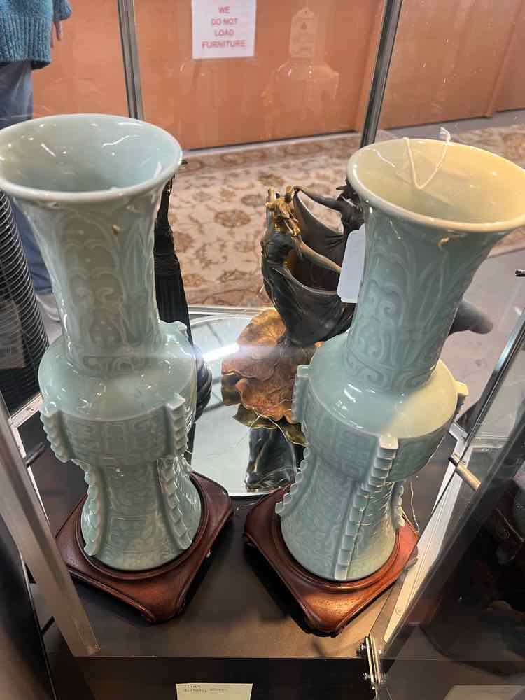 Two Celedon Chonese Porcelain Vases