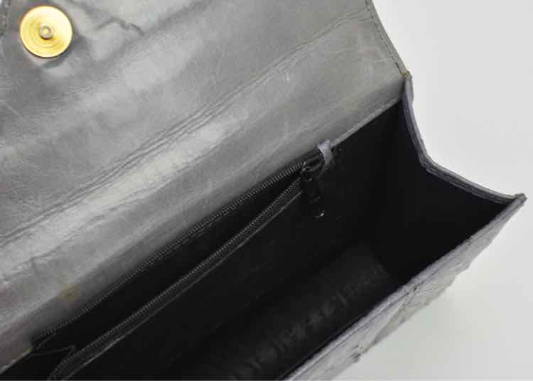 Grey Ostrich Embossed Handbag