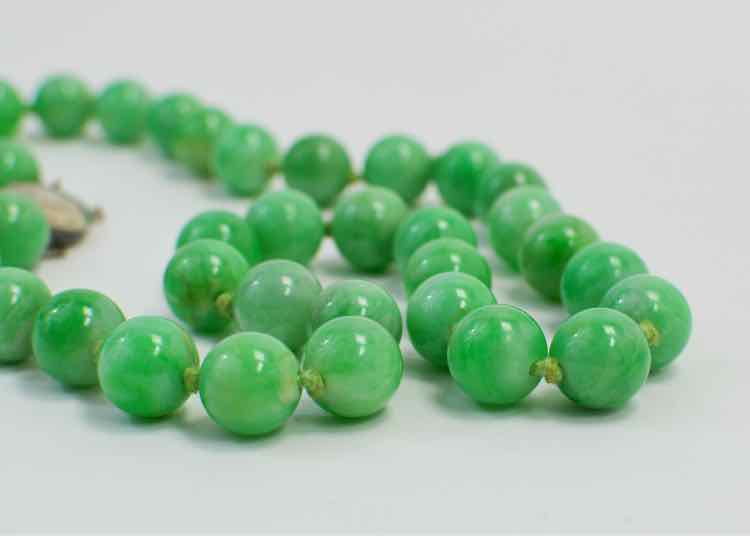Vtg. Green Jadite Sterling silver Necklace