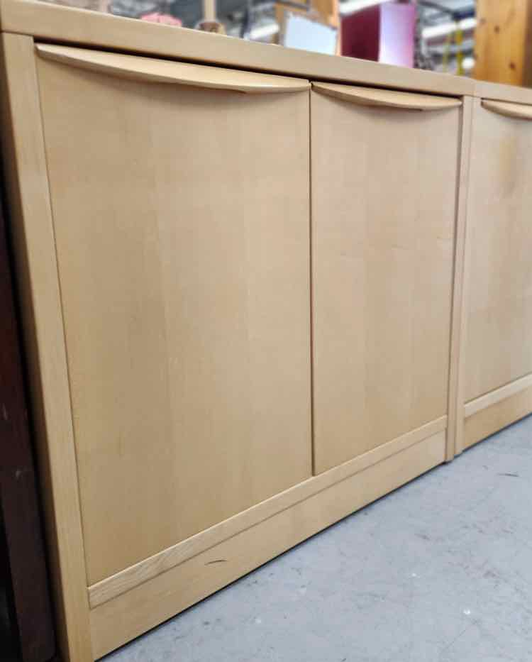 Pair of Blonde 2 Door Cabinets