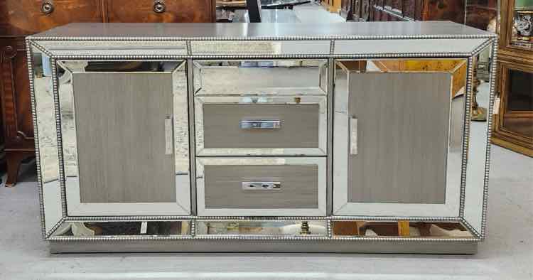 Grey Mirrored Sideboard Cabinet