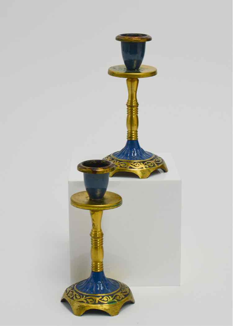 Israel Brass/Turquoise Candleholders