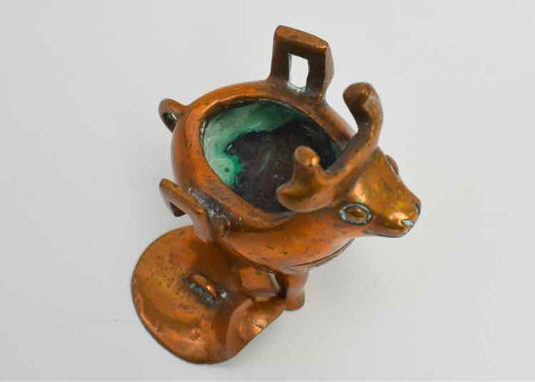 Vtg. Enamel Inlaid Animal Spice Jar