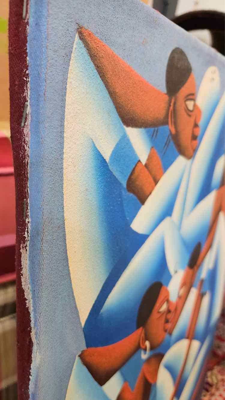 Haitian Abstract Figural Acrylic on Cotton Casimir Art