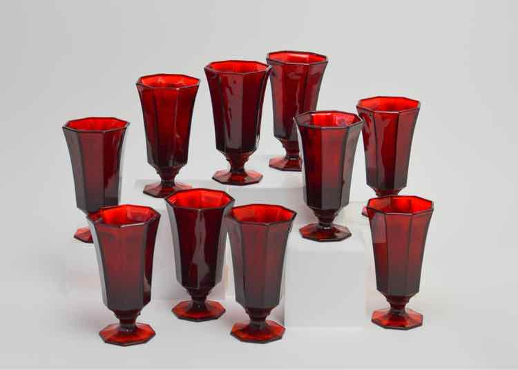 Independence Crystal "Octagon Red Ruby" Glasses