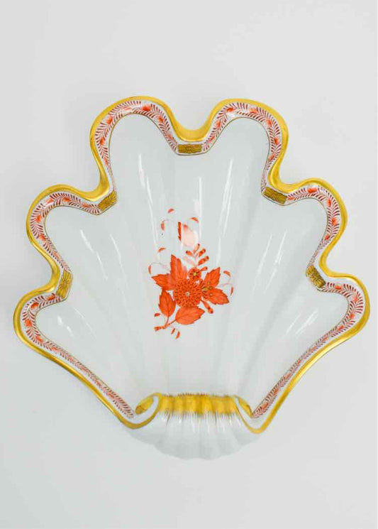 Herend Chinese Bouquet Rust Shell Dish