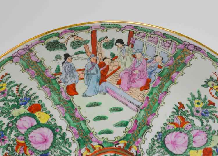 Stamped Chinese Qing "Rose Medallion" Platter