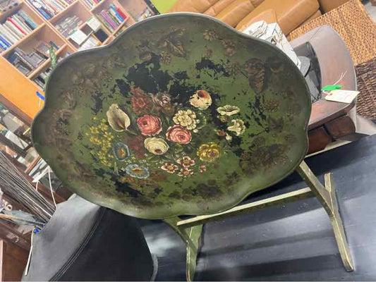 Vintage Green Flower Tray Table