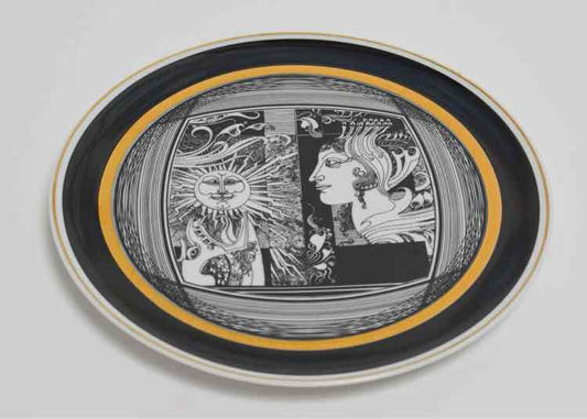 Hollohaza Hungary Decorative Plate w/ 21K gold trim