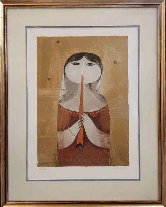 'Lady Flutist' MCM Litho by Briss Art