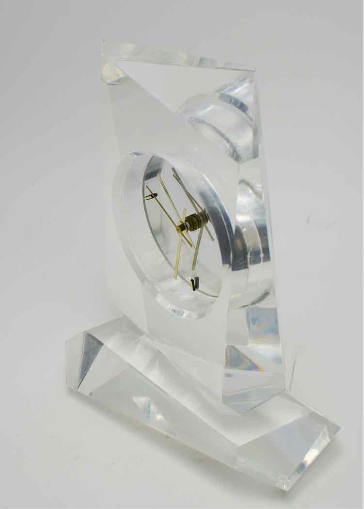 Lucite Asymmetrical Desk Clock