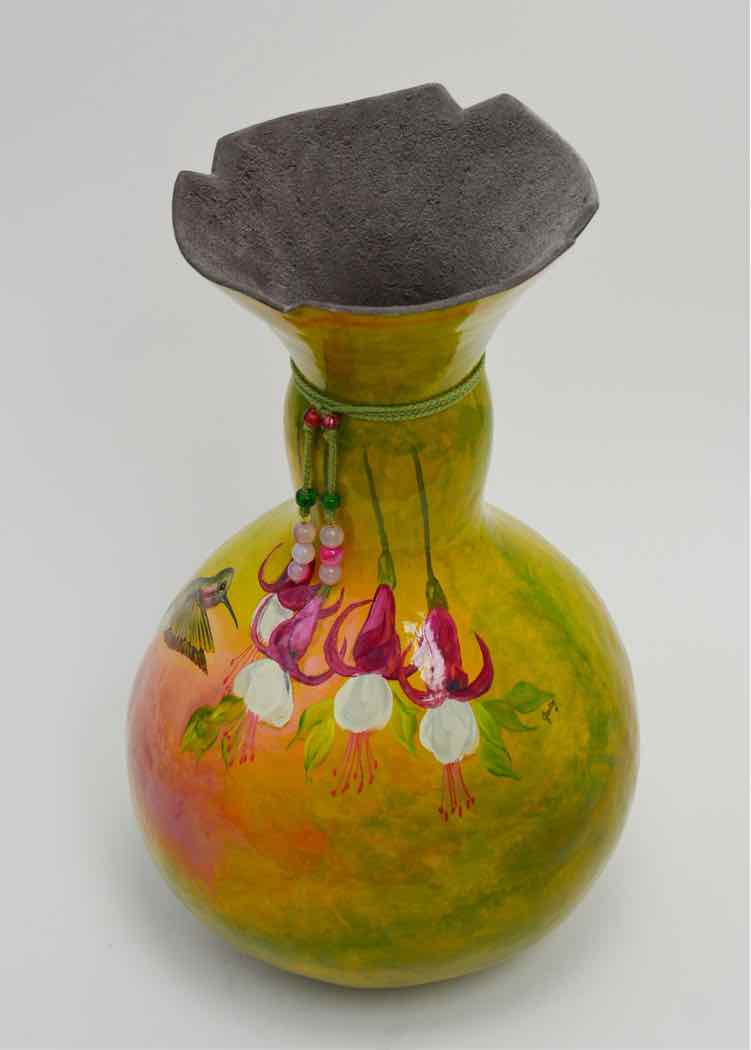 J.A.Wolfe Signed Yellow Gourd Art Vas