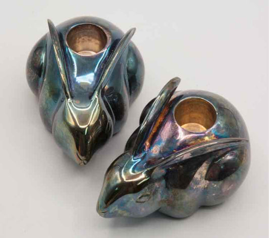 Pair Pottery Barn Bunny Candle Holders