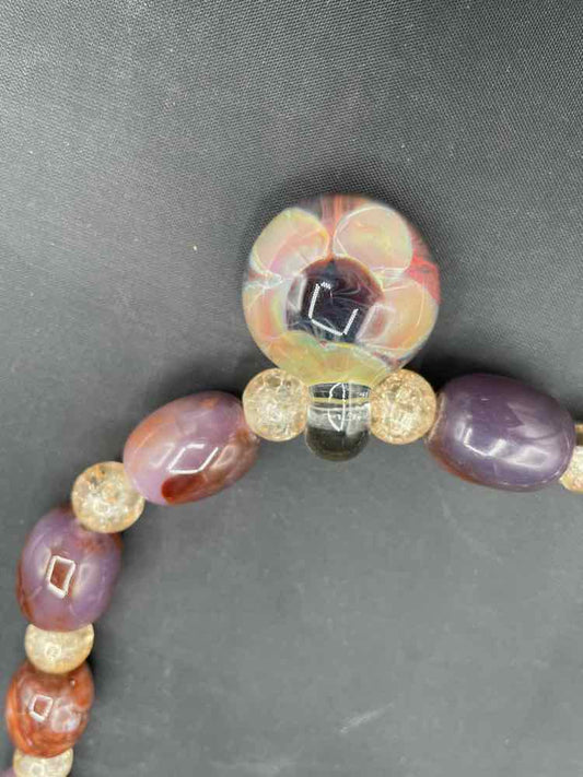 Smoky Moonstone/Golden Bead/Flower Pendant